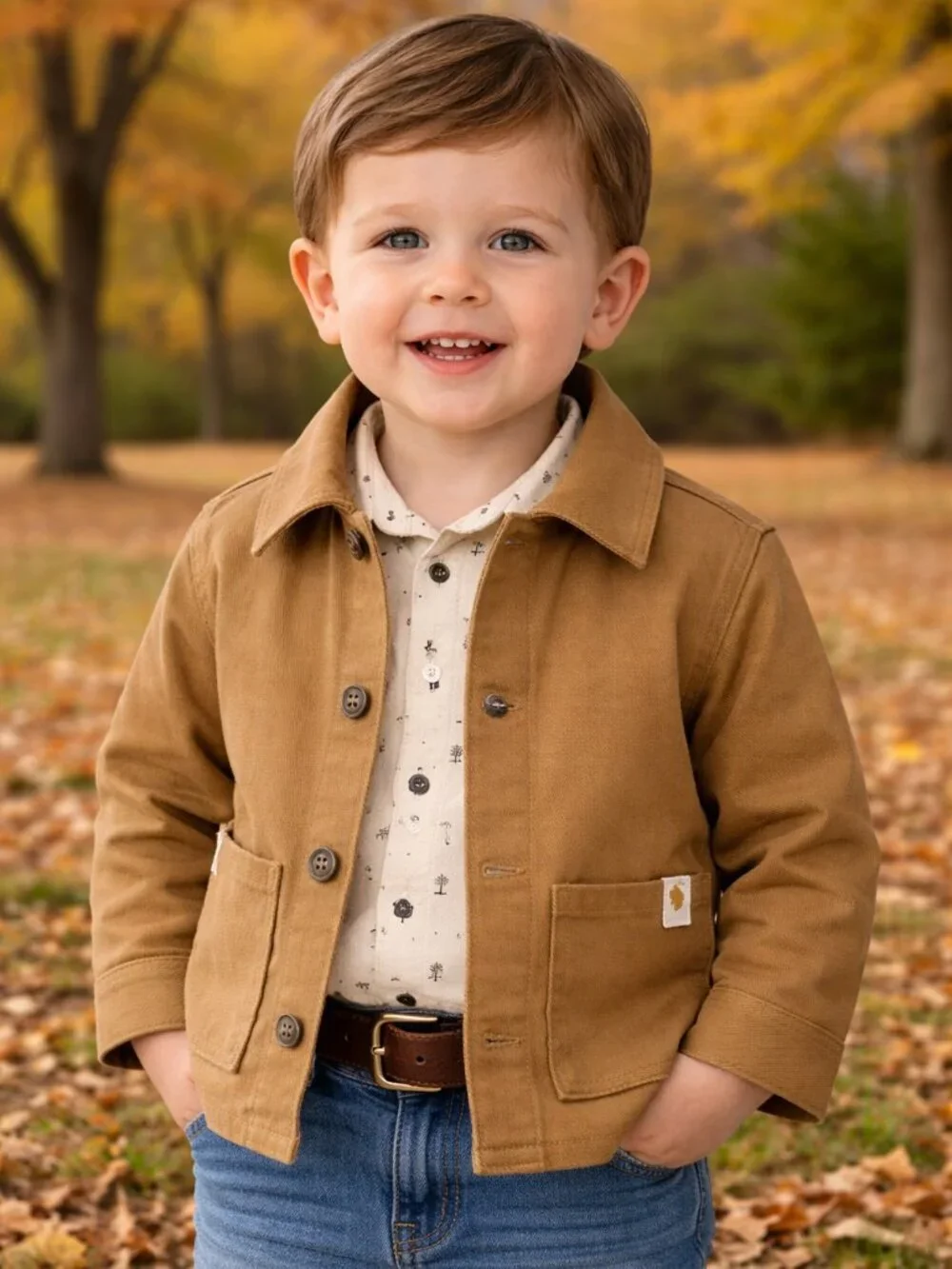 NWT Carter’s Brown Canvas Jacket 24 Months Baby Toddler Boy Coat Fall - Picture 2 of 4